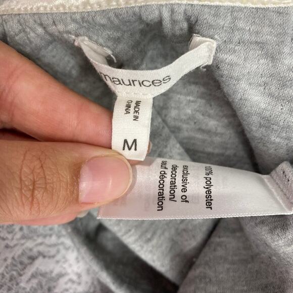 Maurices Womens Lace Overlay Gray Long Sleeve Sweater Top Medium - Picture 7 of 10